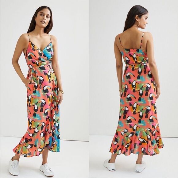 REVOLVE Farm Rio Anthropologie Toucan Wrap Multi Color Maxi Dress - Picture 1 of 12